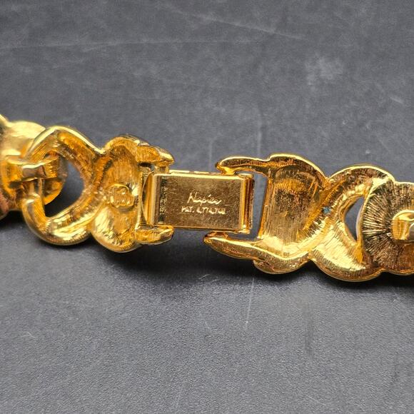 Napier Gold Tone Faux Pearl Necklace X O Link Vintage Costume Jewelry - Picture 6 of 8